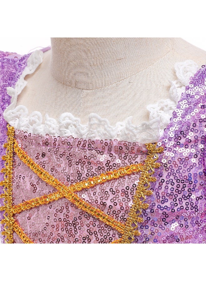 فساتين بنات من مجموعة Princess Collection - فساتين رسمية للأطفال بطابع رابونزيل - حفلات أعياد الميلاد، الملاعب، عيد الهالوين وأزياء التنكرية فساتين حفلات بطابع الأميرة، مناسبة للأطفال من سن 3 إلى 10 سنوات - Image 4