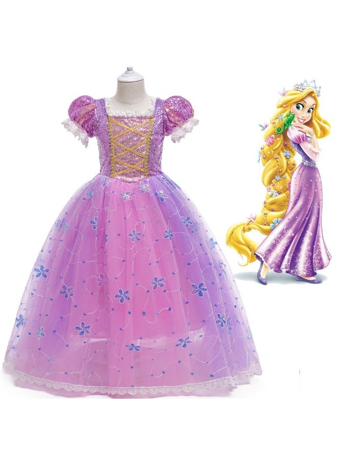 فساتين بنات من مجموعة Princess Collection - فساتين رسمية للأطفال بطابع رابونزيل - حفلات أعياد الميلاد، الملاعب، عيد الهالوين وأزياء التنكرية فساتين حفلات بطابع الأميرة، مناسبة للأطفال من سن 3 إلى 10 سنوات - Image 2