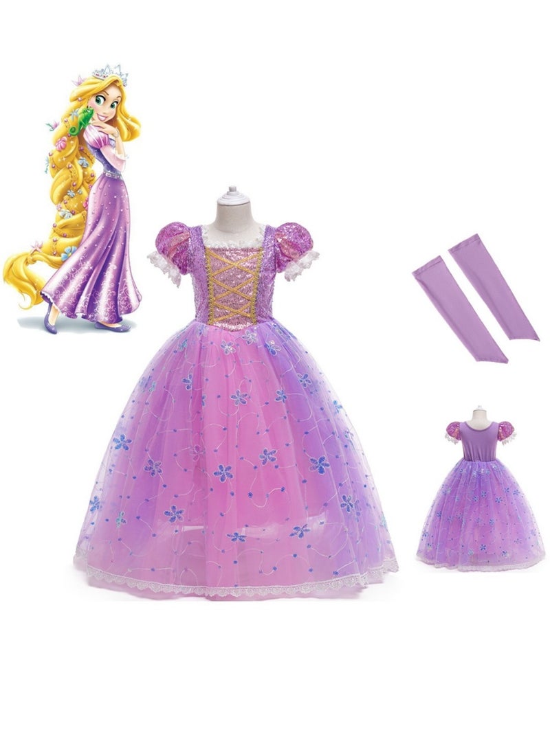 فساتين بنات من مجموعة Princess Collection - فساتين رسمية للأطفال بطابع رابونزيل - حفلات أعياد الميلاد، الملاعب، عيد الهالوين وأزياء التنكرية فساتين حفلات بطابع الأميرة، مناسبة للأطفال من سن 3 إلى 10 سنوات - Image 1