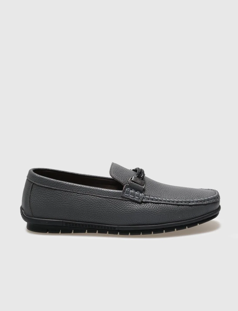 كاباني Genuine Leather Gray Buckle Men's Loafer