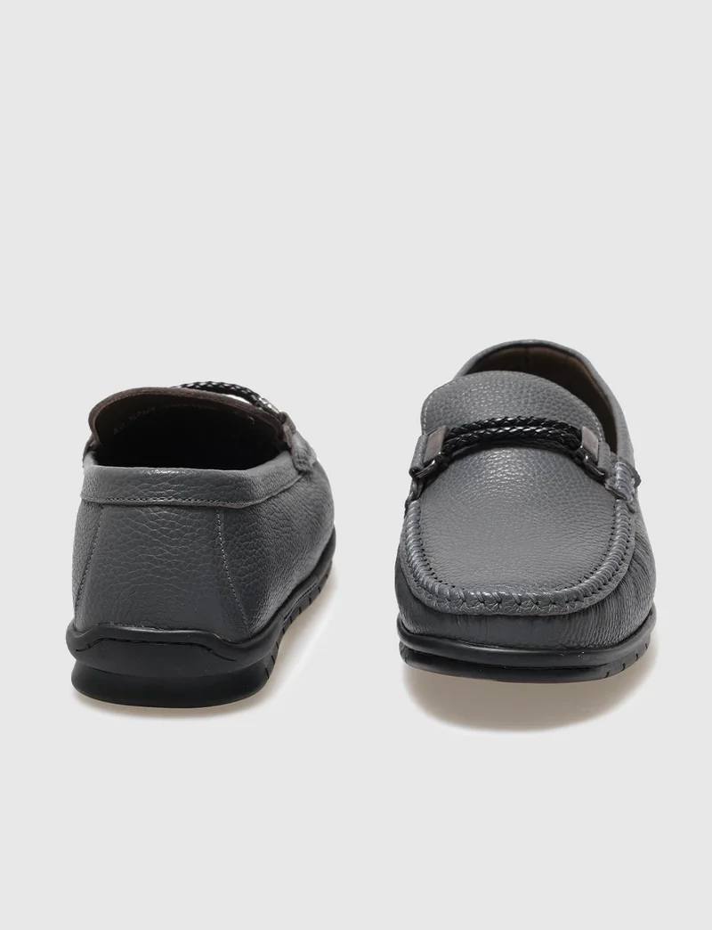 كاباني Genuine Leather Gray Buckle Men's Loafer