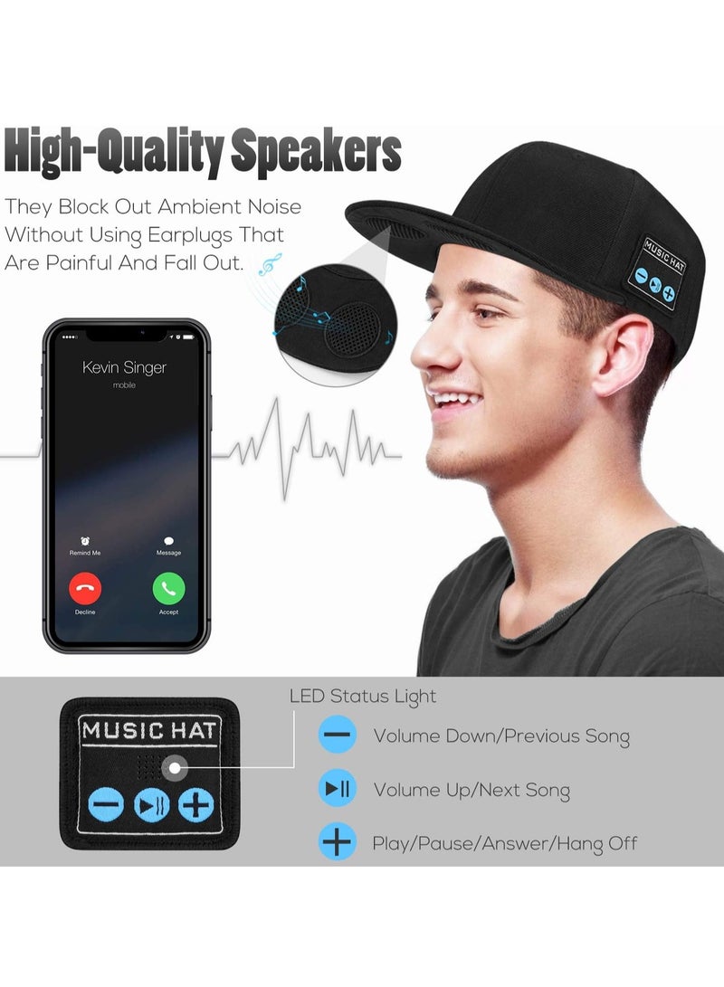 Hat with Bluetooth Speaker Adjustable Music Hat Bluetooth Hat for Outdoor Sports Baseball Cap Birthday Gift for Men/Women/Boys/Girls (Black) - Image 2