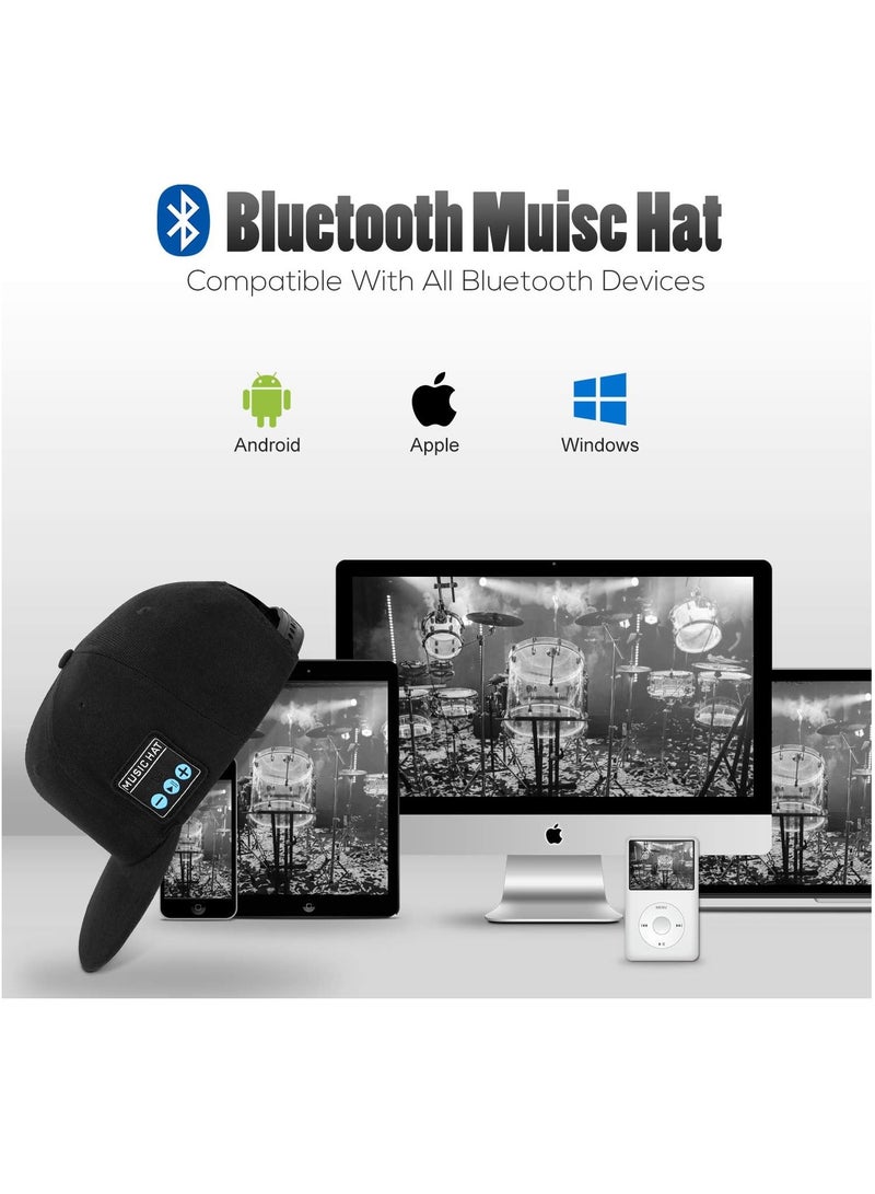 Hat with Bluetooth Speaker Adjustable Music Hat Bluetooth Hat for Outdoor Sports Baseball Cap Birthday Gift for Men/Women/Boys/Girls (Black) - Image 5