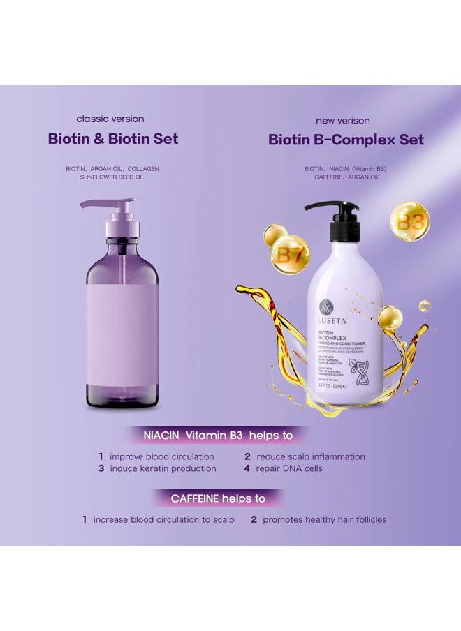 L LUSETA Luseta B-Complex Shampoo & Conditioner Set for Hair Strengthening, Routine shampoo and Conditioner for women, Biotin Shampoo and Conditioner for Thinning Hair All Types 2 x 16.9oz  - Image 2