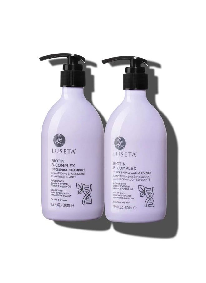 L LUSETA Luseta B-Complex Shampoo & Conditioner Set for Hair Strengthening, Routine shampoo and Conditioner for women, Biotin Shampoo and Conditioner for Thinning Hair All Types 2 x 16.9oz  - Image 1