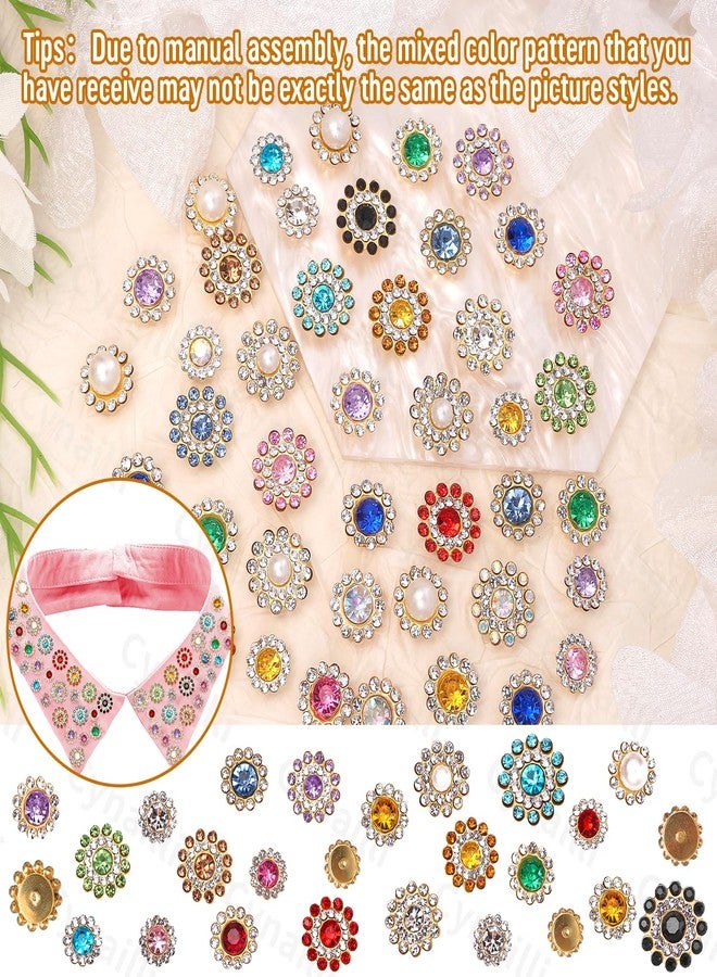 Cynailli 160 Pcs Jewels for Crafting, Colors Flower Sew on Rhinestones for Bedazzling, 14 mm Crystal Gems with Flower Metal Base, Flatback Rhinestones for Crafts Clothes Hats Bags & Sewing Accessories - Image 3