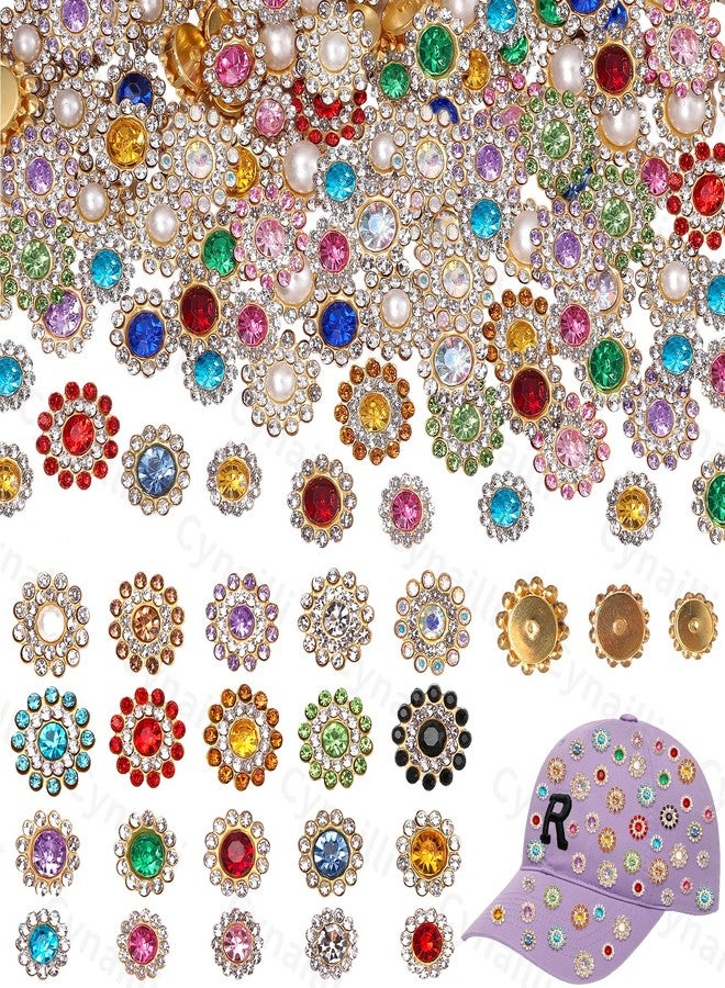 Cynailli 160 Pcs Jewels for Crafting, Colors Flower Sew on Rhinestones for Bedazzling, 14 mm Crystal Gems with Flower Metal Base, Flatback Rhinestones for Crafts Clothes Hats Bags & Sewing Accessories - Image 1