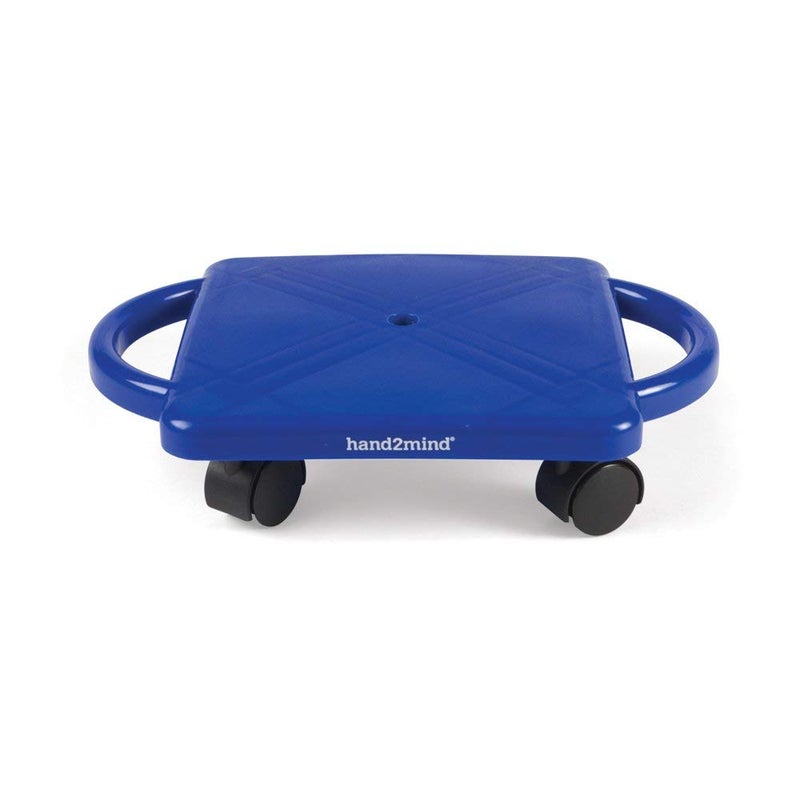 hand2mind Blue Indoor Scooter Board with Handles Sit Down Floor Scooter Gym Activities for Kids Indoor Recess Games Sport Scooters Physical Education Equipment Gross Motor Toys