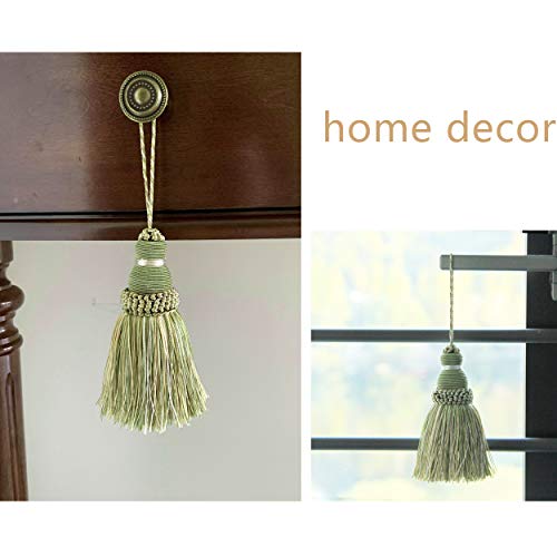 BEL AVENIR Mix Green Tassels Key Tassel with Loops Handmade Craft Charms DIY Accessories Elegant Soft Making Curtain Home Decoration (Mix Green, 2 pcs) - Image 4