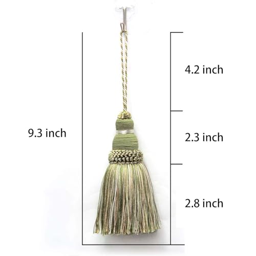 BEL AVENIR Mix Green Tassels Key Tassel with Loops Handmade Craft Charms DIY Accessories Elegant Soft Making Curtain Home Decoration (Mix Green, 2 pcs) - Image 2