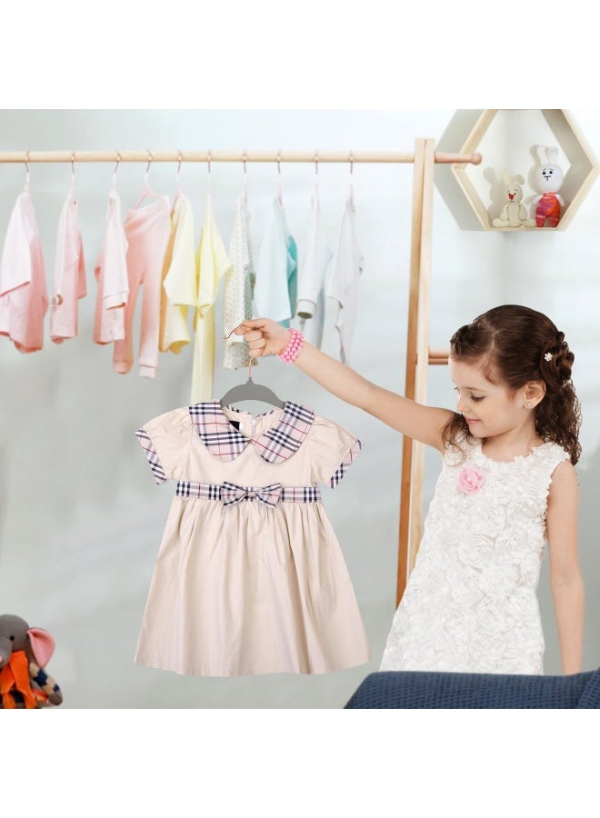 ManGotree 15 Pack Grey Baby Velvet Hangers with Rose Gold Hook, Infant and Toddler Hangers, 27.8cm No-Slip Children Hangers, Ultra Thin Space Saving, Sturdy Kids Clothes Hangers - Image 5