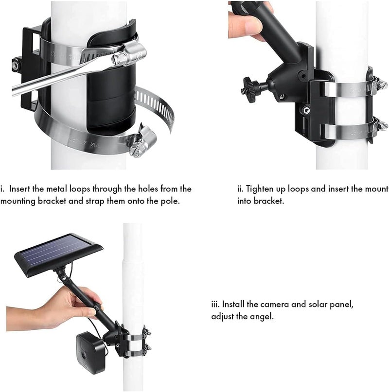 Wasserstein 2-in-1 Universal Pole Mount for Camera & Solar Panel Compatible with Wyze, Blink, Ring, Arlo, Eufy Camera (White) - Mount Only, Solar Panel and Camera Not Included - Image 3