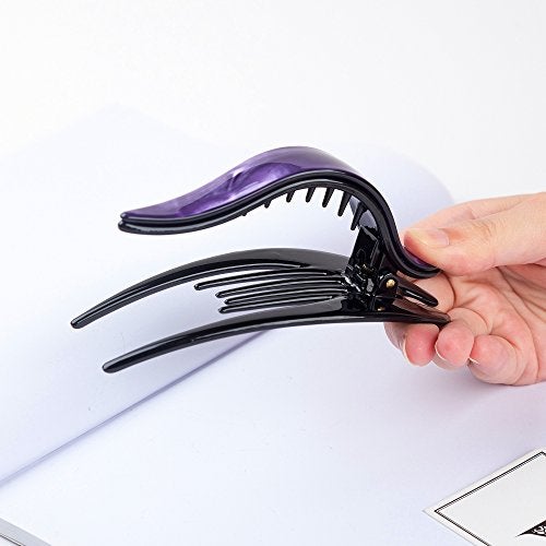 Prettyou Handmade Celluloid French Design Tortoise Shell Barrettes Side-slide Opening Duck Luxury Fashion Accessories Hair Clip Claw for Women (B) - Image 3
