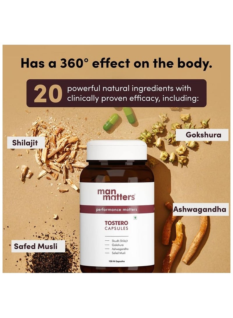 مان ماترز شيلاجيت اشواغاندا، جوكشورا، صفد موسلي كبسولات للرجال | 20 أعشاب أيورفيدية معتمدة من أيوش | يحافظ على الصحة العامة | عبوة تحتوي على 120 كبسولة - Image 4