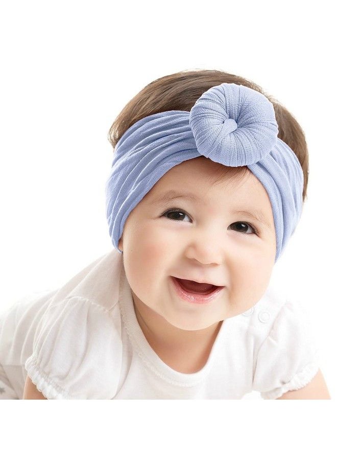 Syga Baby Girls Cotton Turban Wrap Headbands Hairbands Hair Accessories Soft Ball Headband Elastic Newborn Infant Toddlers Kids 03 Years (Light Purple)  - Image 1