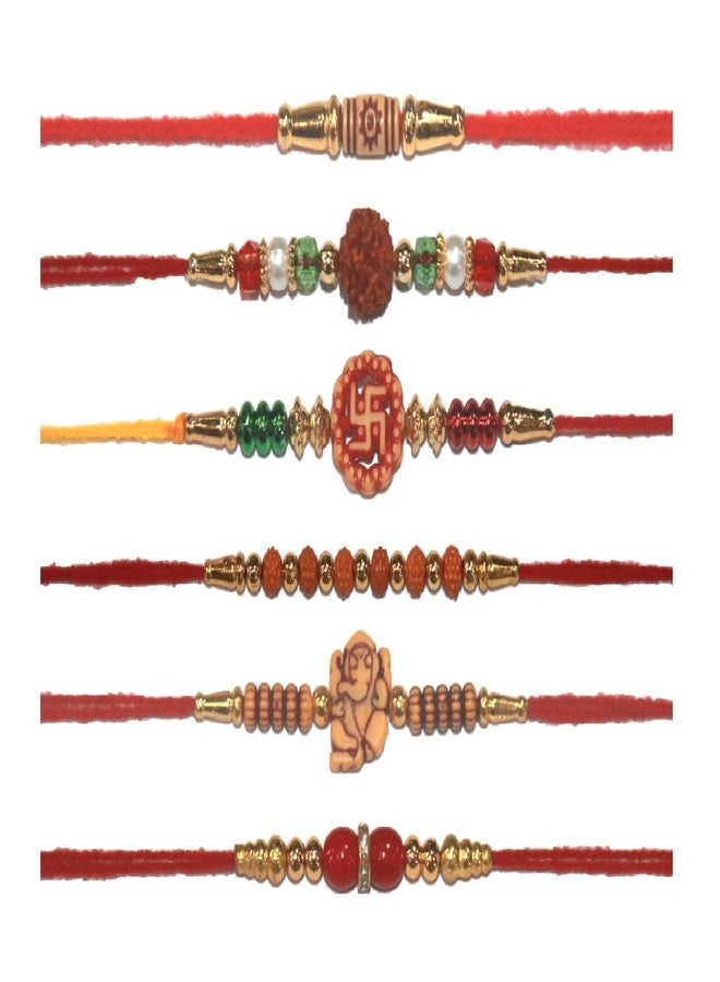 IS4A Set of 12 Bracelets for Brothers Assorted Bracelet With Rudraksha Beads Bracelet Designer Round Beads Rakhi for Brother Handmade Rakhi (Set Of 12 Om Design) - Image 5