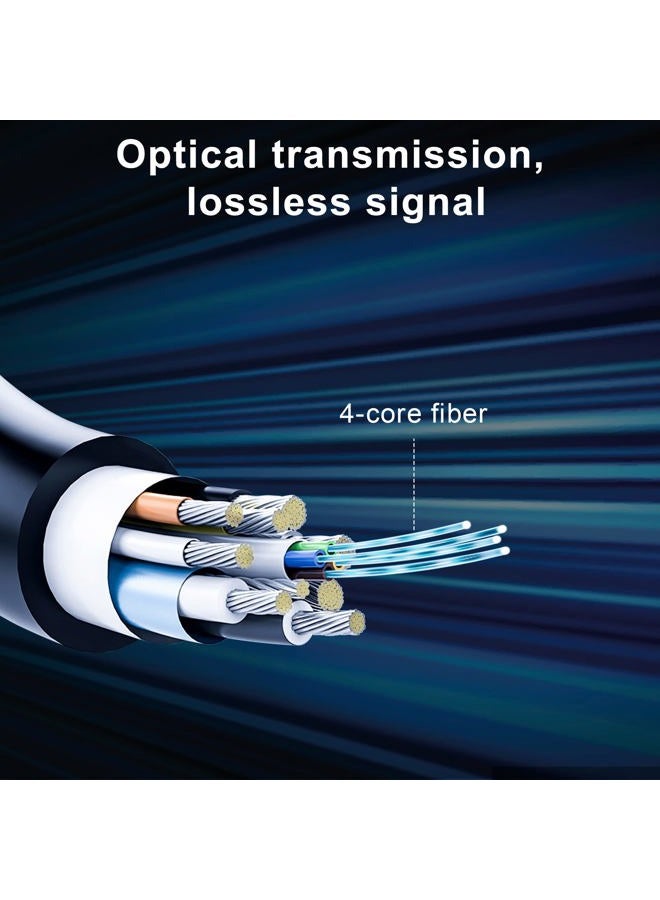 ecjtu 8K DP Fiber Optic Cable 82ft/25m, Long Displayport 1.4 Cable, 32.4Gbps Ultra High Speed, 8K@60Hz, 4K@144Hz, Support HBR3, DSC 1.2, HDR10, Compatible with Graphics Card, VR Headset, Projector, Monitor - Image 2