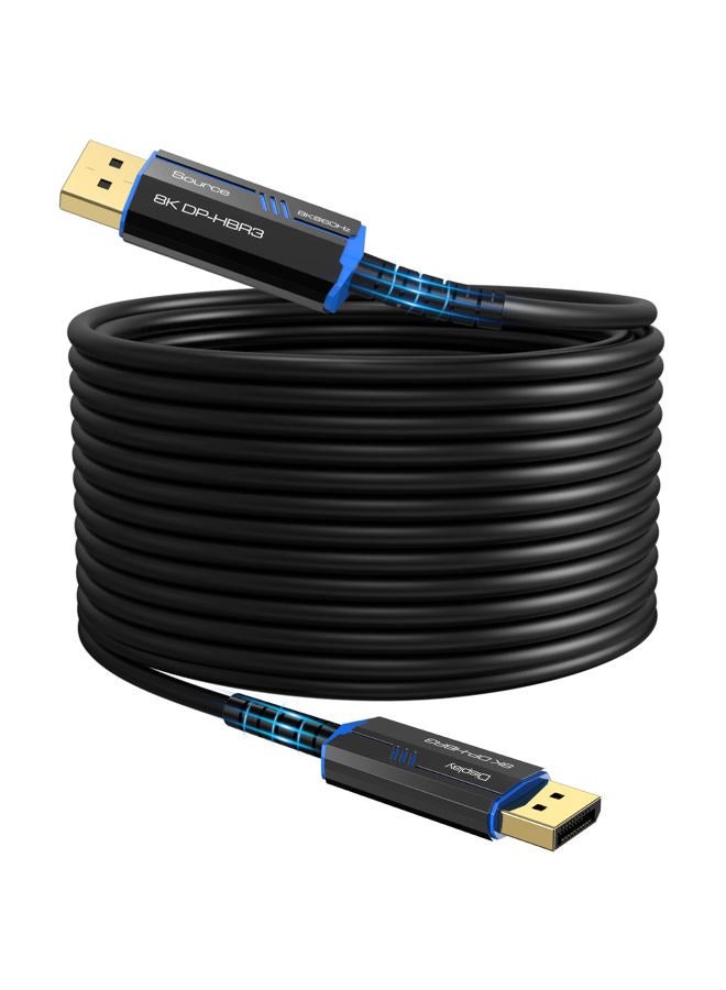ecjtu 8K DP Fiber Optic Cable 82ft/25m, Long Displayport 1.4 Cable, 32.4Gbps Ultra High Speed, 8K@60Hz, 4K@144Hz, Support HBR3, DSC 1.2, HDR10, Compatible with Graphics Card, VR Headset, Projector, Monitor - Image 1
