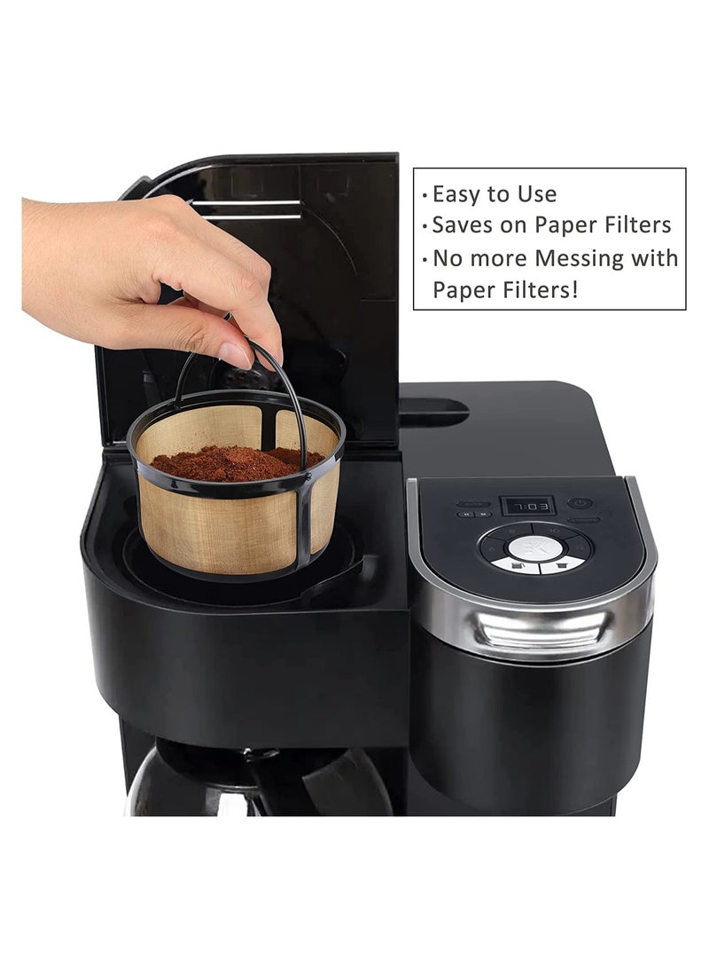SYOSI 2 Pcs Reusable 8-12 Cup Basket Gold Mesh Coffee Filter for Keurig K-Duo Essentials for K Duo Brewers Machine Replaces your Paper Coffee Filters BPA Free - Image 2