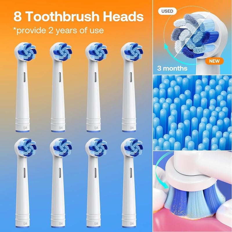 Bitvae R1 Rechargeable Rotary Electric Toothbrush for Adults & Children, 5 Cleaning Modes, 8 Replacement Brush Heads, 60-Day Battery, Smart 2-Minute Timer, Pink - Image 4