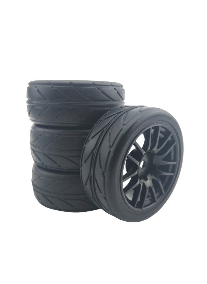 Generic - 1/10 Level Running Racing Highway Street Running RV Wear-resistant Tire HSP Unlimited RC Remote Control Model Car Four Pack-Color:D7 + A Wheel Hub - Image 1