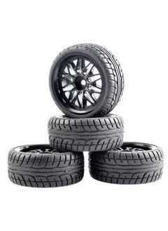 1/10 Level Running Racing Highway Street Running RV Wear-resistant Tire HSP Unlimited RC Remote Control Model Car Four Pack-Color:D7 + A Wheel Hub
