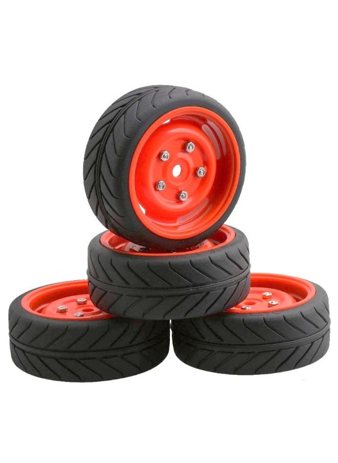 Generic - 1/10 Level Running Racing Highway Street Running RV Wear-resistant Tire HSP Unlimited RC Remote Control Model Car Four Pack-Color:D7 + A Wheel Hub - Image 1