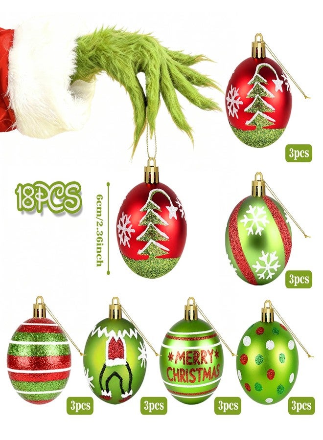 آرت ماج مجموعة زينة عيد الميلاد من آرت ماج، 18 قطعة، كرات لامعة معلقة بحجم 2.4 بوصة لتزيين شجرة عيد الميلاد، كرات بلاستيكية حمراء وخضراء لتزيين المنزل في فصل الشتاء - Image 3