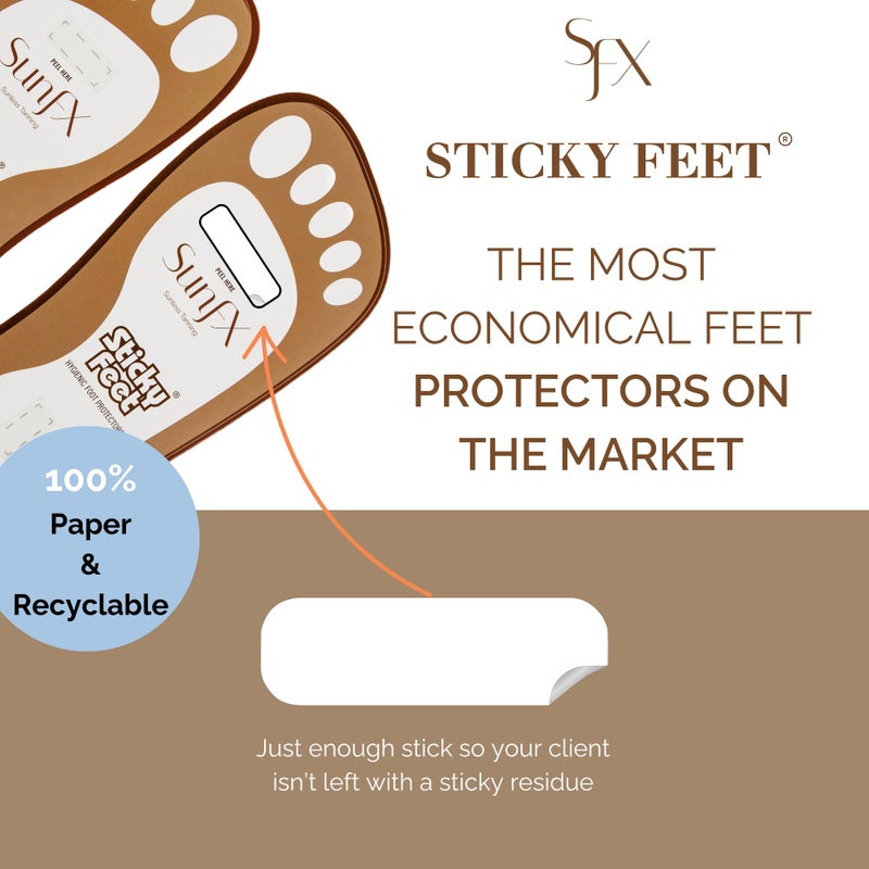 SunFX Disposable Sticky Feet Protectors (100-PAIRS) Spray Tan Feet Protector Pads for Sunless Airbrush Tanning - Image 4