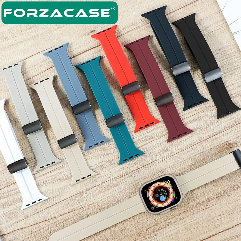 Forzacase Apple Watch Ultra 2 Silicone Band Strap with Magnetic Buckle + Screen Protection Film