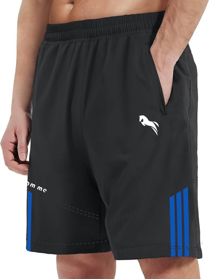 JUST RIDER Shorts for Gym & Sports - Quick Dry Half Pants for Men & Boys (Alpha, S, Regular) - Black & Blue - Image 1