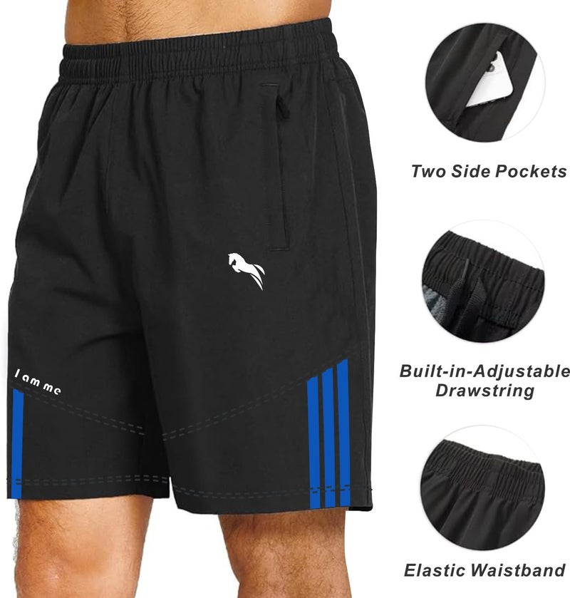 JUST RIDER Shorts for Gym & Sports - Quick Dry Half Pants for Men & Boys (Alpha, S, Regular) - Black & Blue - Image 4