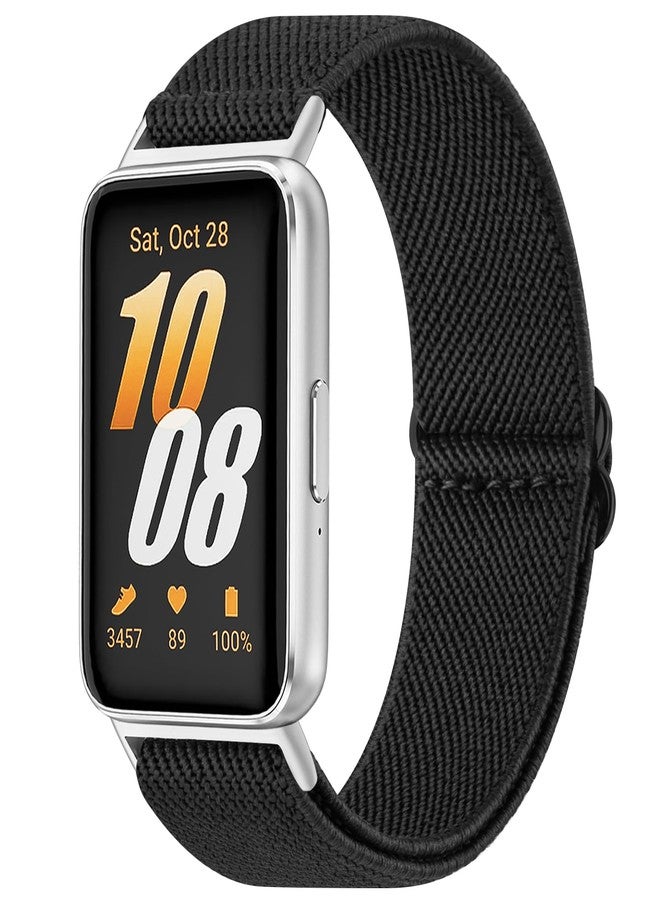 AK Elastic Watch Band Compatible with Samsung Galaxy Fit 3 Band, Soft Stretchy Nylon Replacement Wristband Strap for Galaxy Fit 3 SM-R390 Smartwatch Accessories (Black) - Image 1