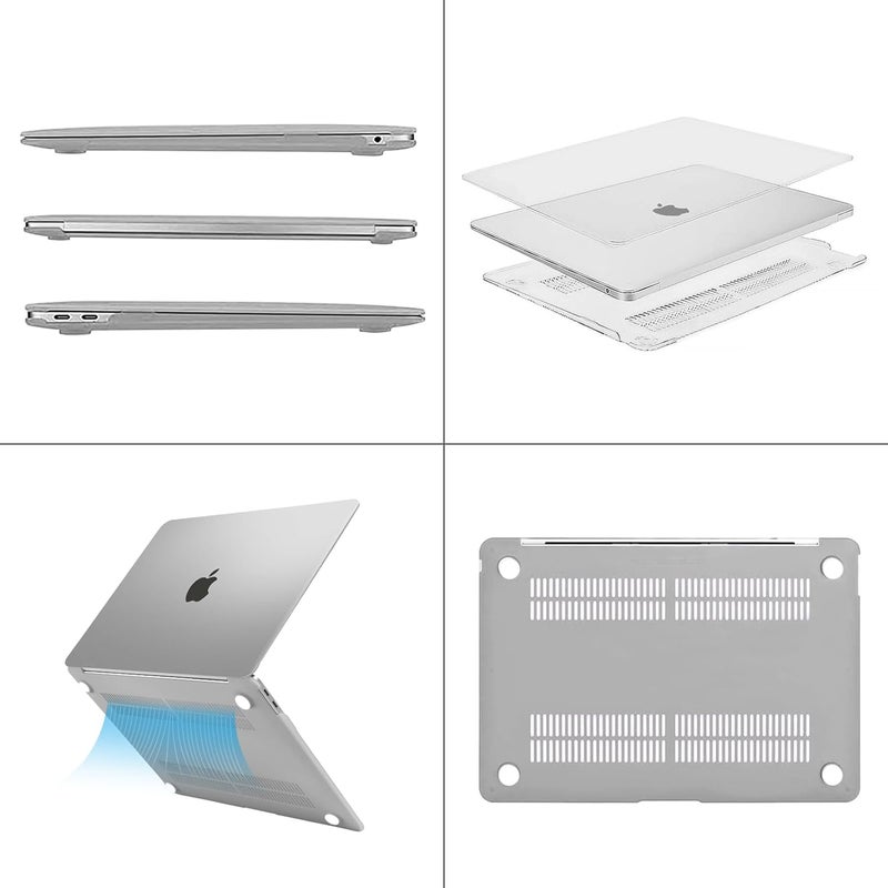 موسيسو متوافق مع غلاف MacBook Air مقاس 13 بوصة بشريحة M1 إصدارات 2021-2018 A2337 A2179 A1932، غلاف بلاستيكي صلب وغطاء لوحة مفاتيح وغطاء شاشة وحقيبة تخزين لجهاز MacBook Air مقاس 13.3 بوصة، صقيعي - Image 5
