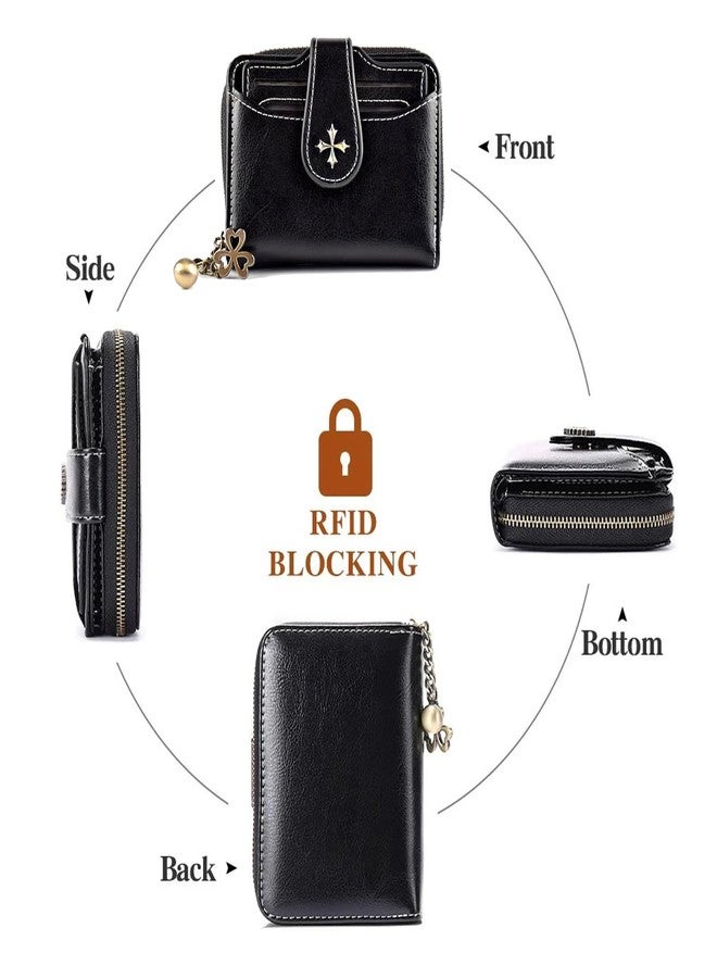 PRLINJSK Cute Wallet for Women, Small Leather Bifold Wallet, Vintage Goth Purse Gift with Zipper Coin Pocket, Black - Image 3
