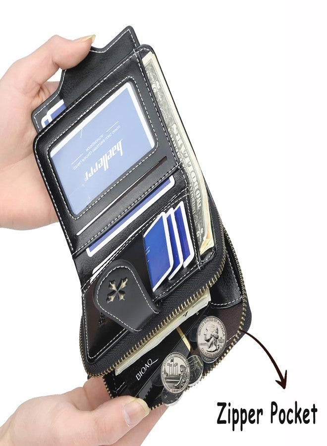 PRLINJSK Cute Wallet for Women, Small Leather Bifold Wallet, Vintage Goth Purse Gift with Zipper Coin Pocket, Black - Image 5