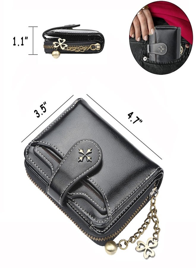 PRLINJSK Cute Wallet for Women, Small Leather Bifold Wallet, Vintage Goth Purse Gift with Zipper Coin Pocket, Black - Image 4