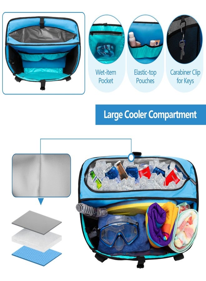 Fasrom XL Beach Tote Bag with Cooler Compartment, Large Mesh Beach Pool Bag with Wet & Dry Separation for Swim, Travel, Blue (Patent Design, Empty Bag Only) - Image 2
