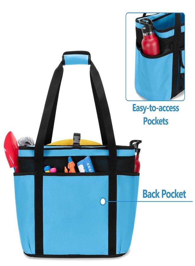 Fasrom XL Beach Tote Bag with Cooler Compartment, Large Mesh Beach Pool Bag with Wet & Dry Separation for Swim, Travel, Blue (Patent Design, Empty Bag Only) - Image 4