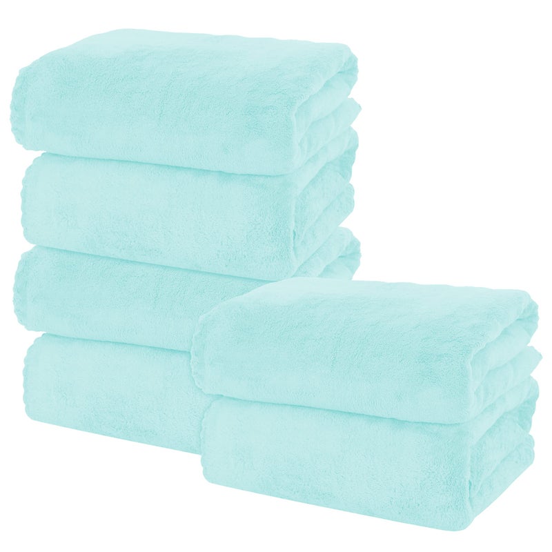 MOONQUEEN 6 Pack Premium Bath Towel Set Quick Drying Microfiber Coral Velvet Highly Absorbent Towels Multipurpose Use as Bath Fitness Bathroom Shower Sports Yoga Towel Frozen Blue
