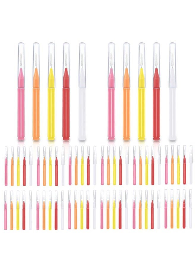 yuntop 75 Pieces Braces Brush for Tooth Dental Tooth Flossing Braces Brush Toothpick for Interdental Cleaning Oral Tooth Cleaning Tool for Dental Hygiene Bendable Flosser Head Tooth Cleaner 5 Colors Floss - Image 1
