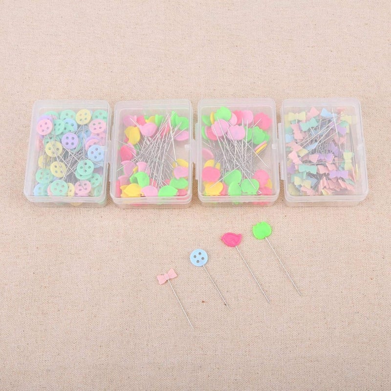 KUIDAMOS 300 Pieces Flat Head Straight Pins with BoxFlat Button Pins with FlowerButtonButterfly Shaped Button Head Pins Assorted Colors Decorative Sewing Pins for Dressmaker Craft SewingType 2 - Image 5