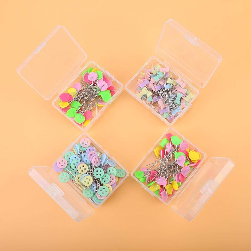 KUIDAMOS 300 Pieces Flat Head Straight Pins with BoxFlat Button Pins with FlowerButtonButterfly Shaped Button Head Pins Assorted Colors Decorative Sewing Pins for Dressmaker Craft SewingType 2 - Image 4