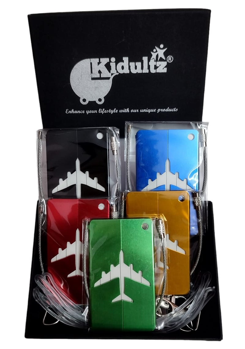 Kidultz Aluminum Alloy Metallic Luggage Tags Handle Wraps with Stainless Loop Anti-Break for Travel Identification Suitcase Bag Tag, School & Office Bags - Set of 5 (Multicolour) - Image 2