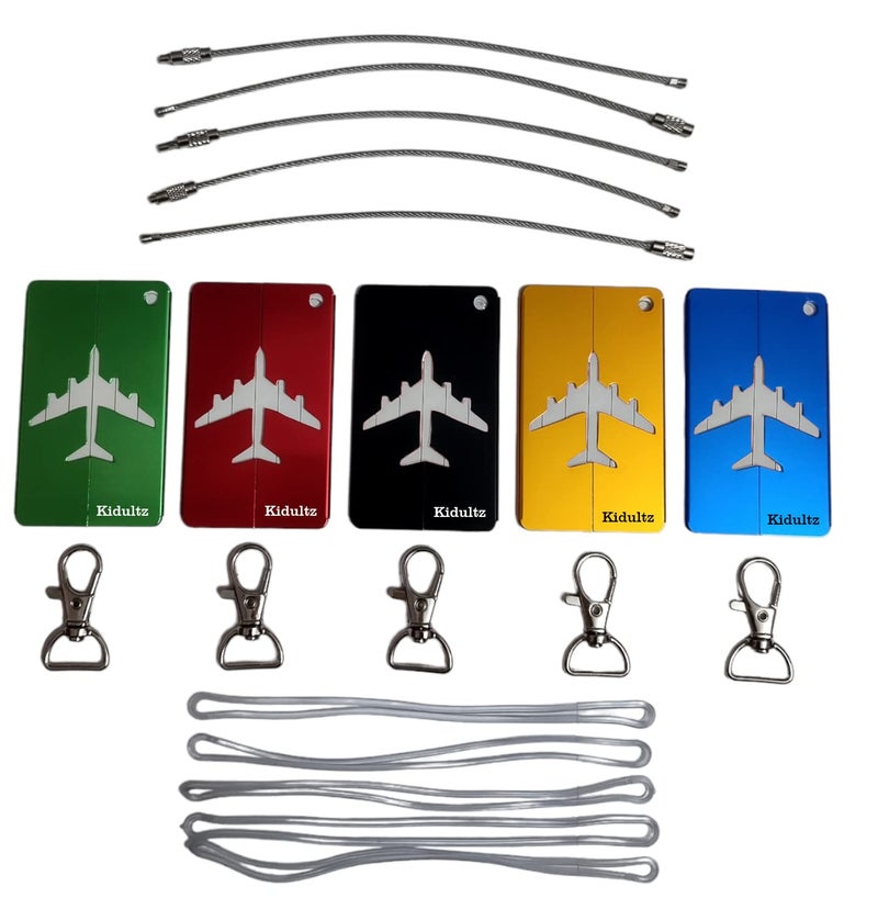Kidultz Aluminum Alloy Metallic Luggage Tags Handle Wraps with Stainless Loop Anti-Break for Travel Identification Suitcase Bag Tag, School & Office Bags - Set of 5 (Multicolour) - Image 4