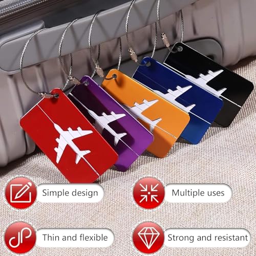 Kidultz Aluminum Alloy Metallic Luggage Tags Handle Wraps with Stainless Loop Anti-Break for Travel Identification Suitcase Bag Tag, School & Office Bags - Set of 5 (Multicolour) - Image 3