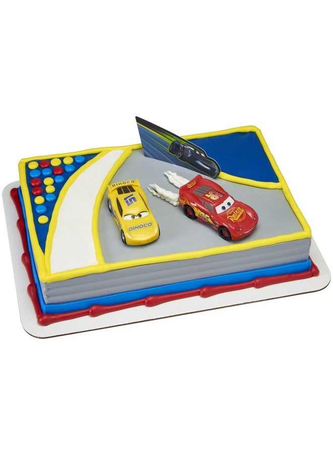 DecoPac Disney and Pixar Cars 3 Ahead of The Curve Cake Topper featuring Lightning McQueen, Cruz Ramirez, and Jackson Storm, 1 SET - Image 1