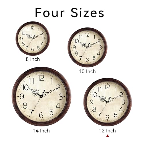 KECYET Wall Clock 12 Inch Vintage Wall Clocks Battery Operated Quartz Silent NonTicking Retro Rustic Style Clock Decorative for Living Room Home Office KitchenBedroom Bronze - Image 3