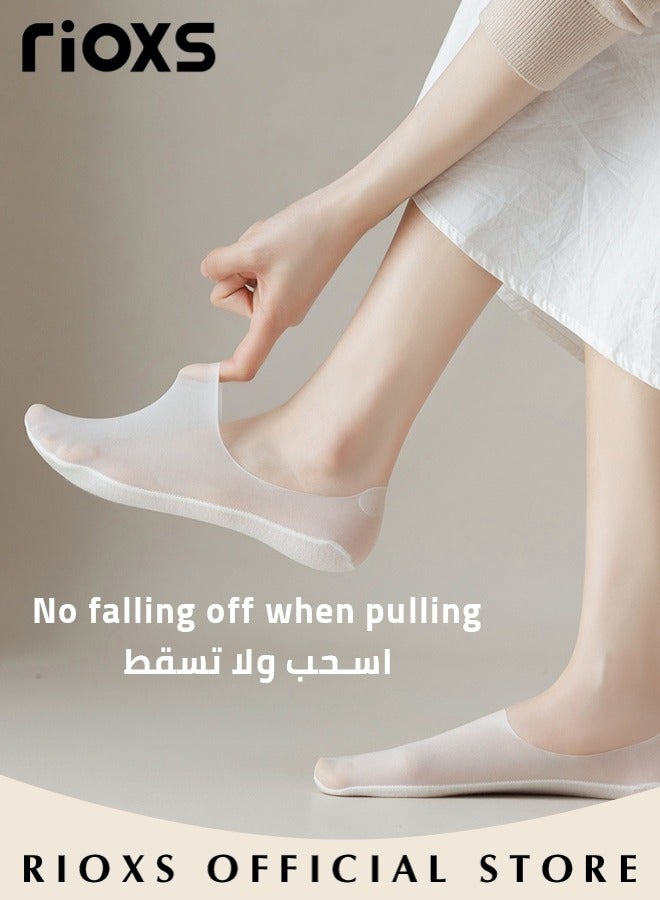 RIOXS Unisex 6 Pairs Invisible Ice Silk Breathable Socks No Show Socks Thin Low Cut Non-Slip Socks  - Image 3