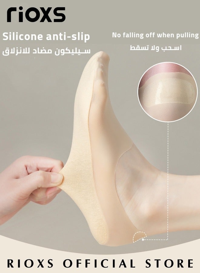 RIOXS Unisex 6 Pairs Invisible Ice Silk Breathable Socks No Show Socks Thin Low Cut Non-Slip Socks  - Image 4